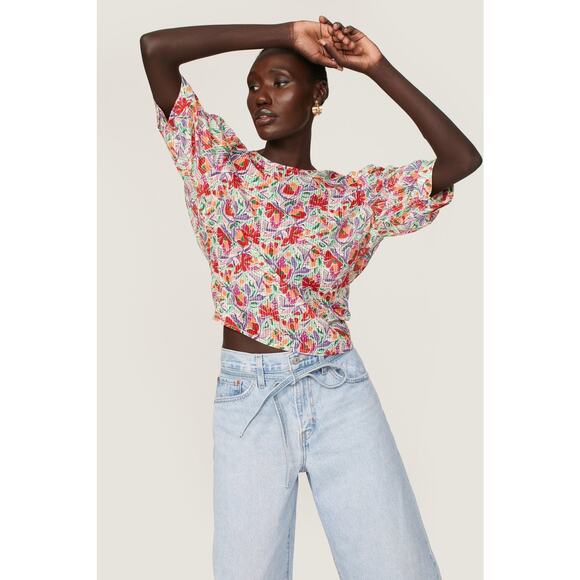 NWT BA&SH Ameal Floral Crop Puffy Sleeve Top Size 1 (Small) - Picture 3 of 6
